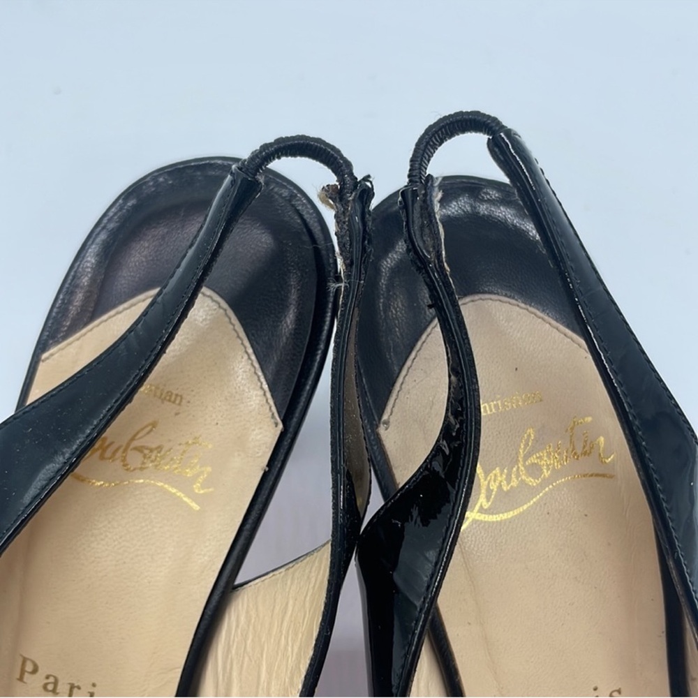 Christian Louboutin Black Patent Leather Slingback Pumps - Picture 4 of 6